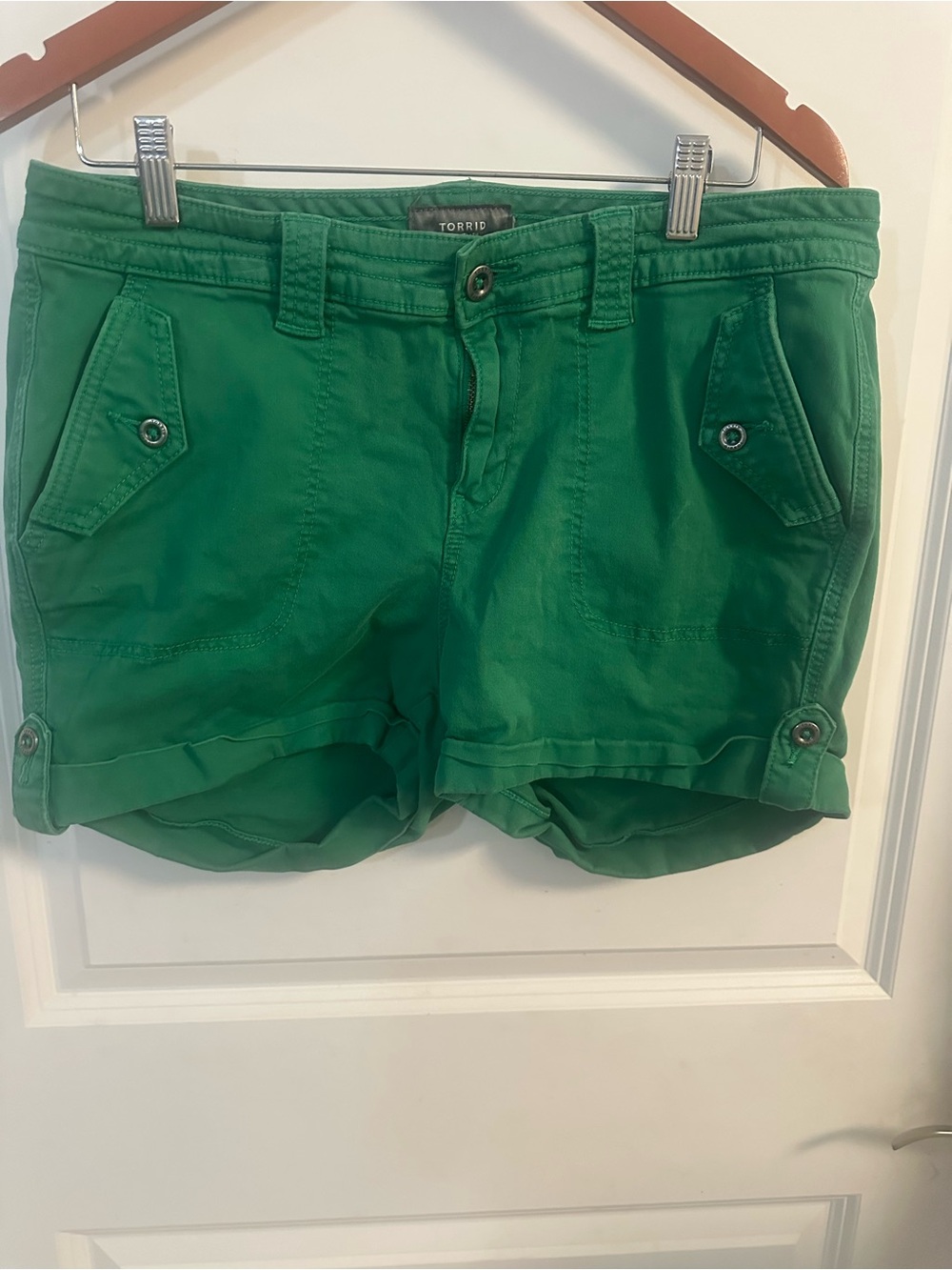 torrid Green Rolled-Hem Utility Shorts